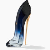 High-heeled shoe-shaped bottle with gradient design on a white background